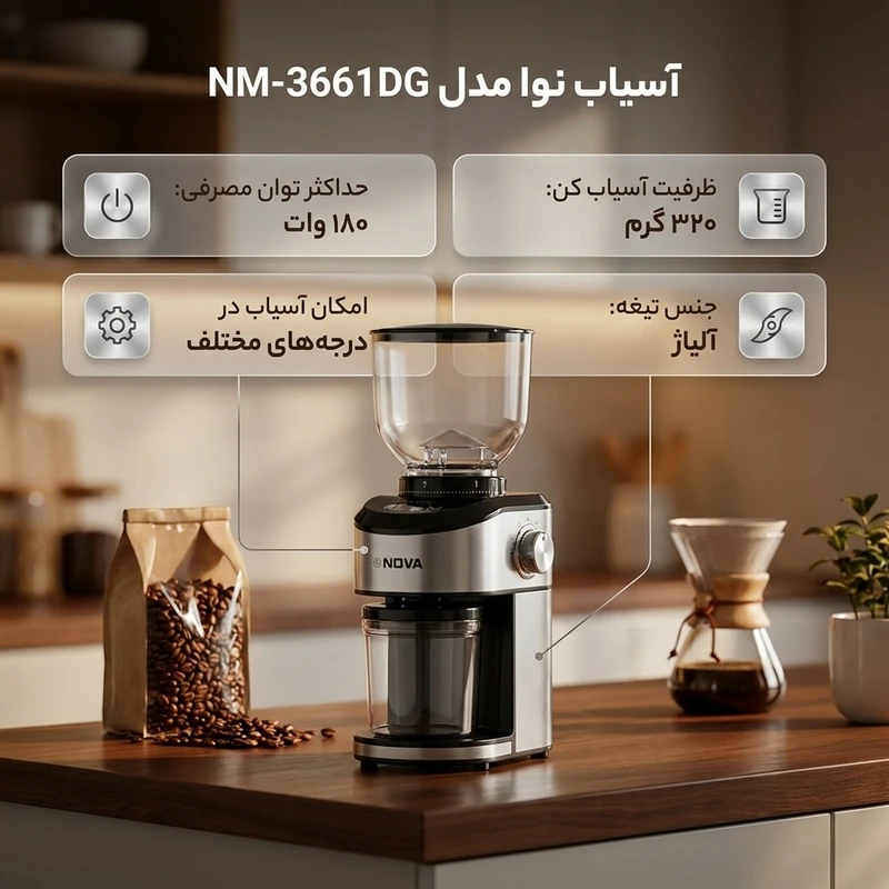 آسیاب قهوه نوا مدل 3661_1_18